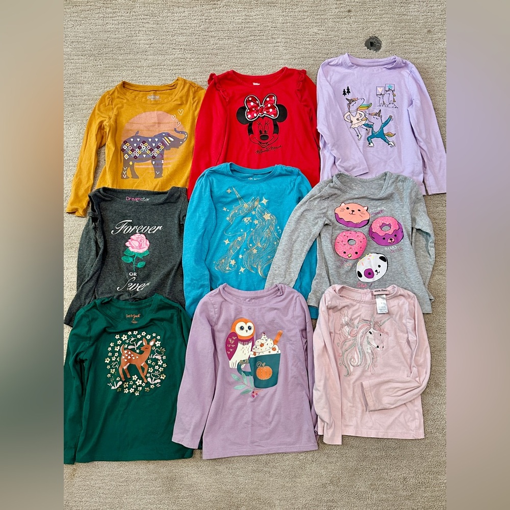 Girls Long Sleeved Shirts Mostly Size 5
